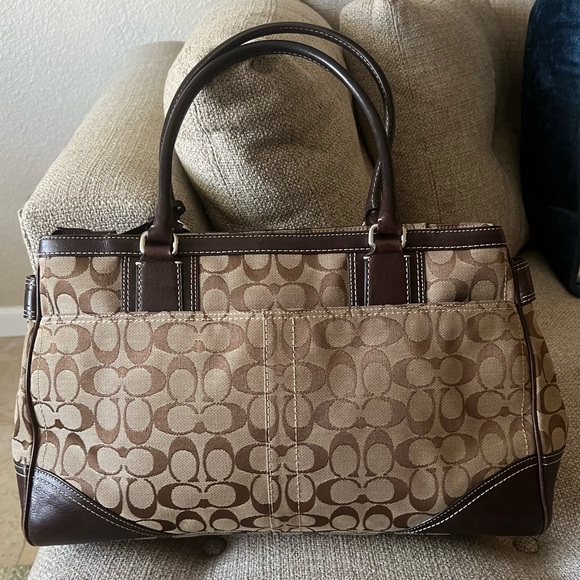 Coach Signature Hampton Canvas Jacquard Satchel Shoulder Bag Handbag Tote $500 - Picture 15 of 16